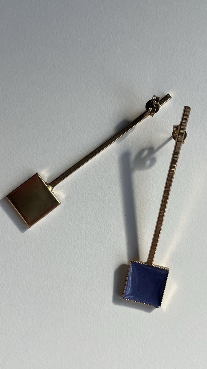 Ohrringe & -stecker: Orecchini pendenti quadrati blu color oro – Gebraucht aus Lugano von yul_fhg2 6