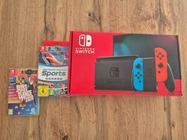 Nintendo Switch Konsole mit 2 Spielen und Zubehör