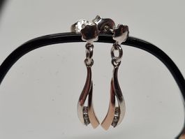 Elegantes Schmuckset: Ohrringe und Anhänger, Silber/Gold