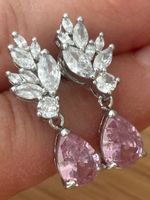 Luxus Elegante Zirkonia Ohrstecker Farbe: Silber/ Rosa