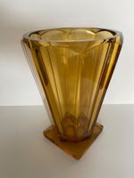 SCHÖNE  schwere ART-DÉCO  GLAS VASE - AMBER FARBE
