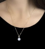 Halskette Gelbgold 9 Karat Zirkonia Pavé-Fassung 46 cm, Zirk