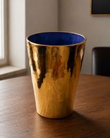 EN SOIE Design Vase – 28 cm – Gold / Blau – Keramik