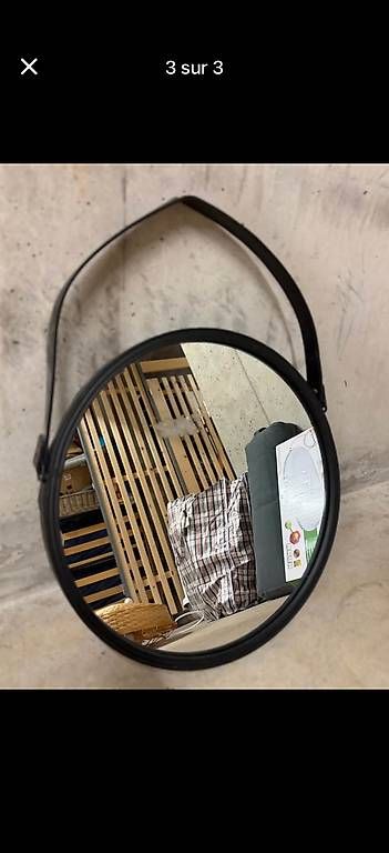 Specchi: Miroir rond lanière en cuir industriel  – Usato da Lausanne venduto da vir_vs2s 2