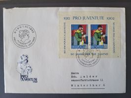 1962, Pro Juventute Block auf Briefumschlag ET