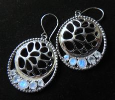 Silber 925 rainbow moonstone Ohrringe