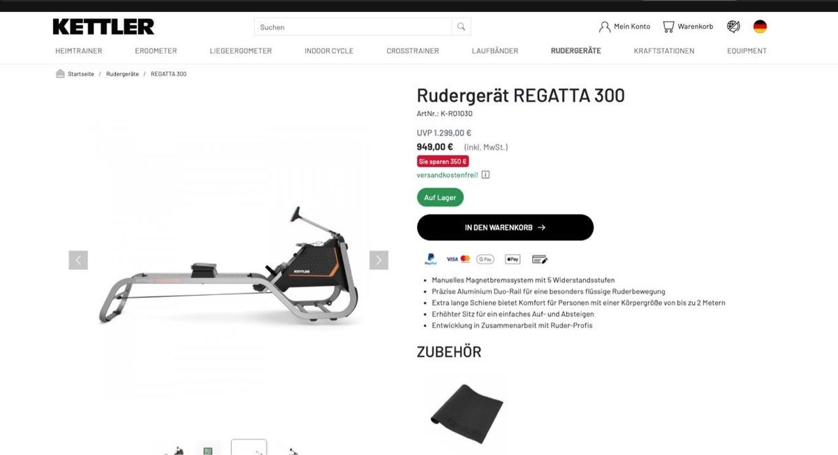 Kettler Hometrainer: Kettler Coach 2 Rowing Machine – Gebraucht aus Esslingen von zcu_76s2 1