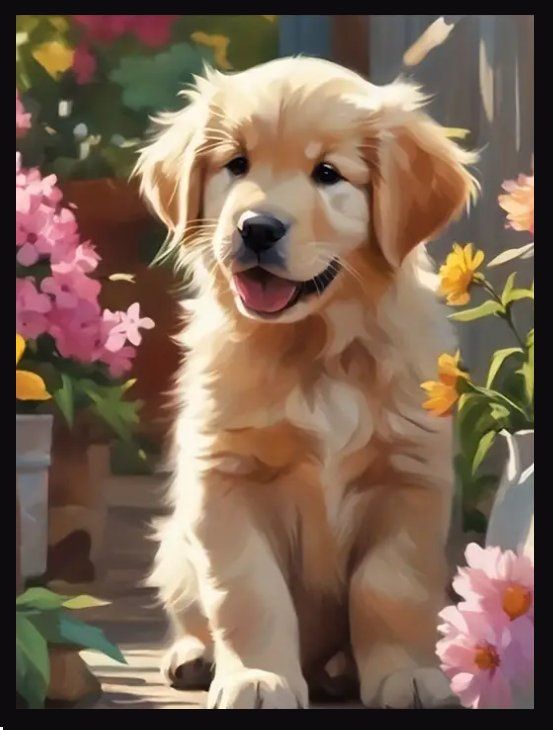 Poster & Bilder: Poster affiche Impression Adorable chiot Golden Retriever – Neu und originalverpackt aus Meyrin von Nostalgica