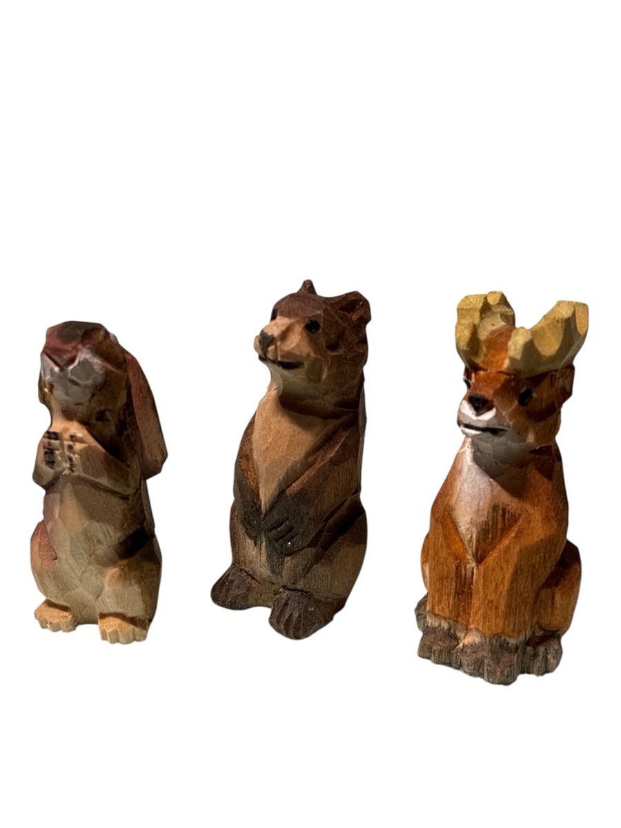 Statuette: 3 handgeschnitzte Tierfiguren, ca. 4 cm gross  – Nuovo (secondo la descrizione) da Pratteln venduto da Dollshop