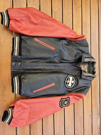 Lederjacke GRINGO Collegejacke rot schwarz Grösse L