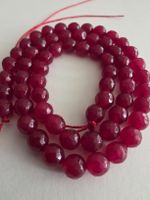 Chalcedon facettiert  Rubinrot 6mm. Strang