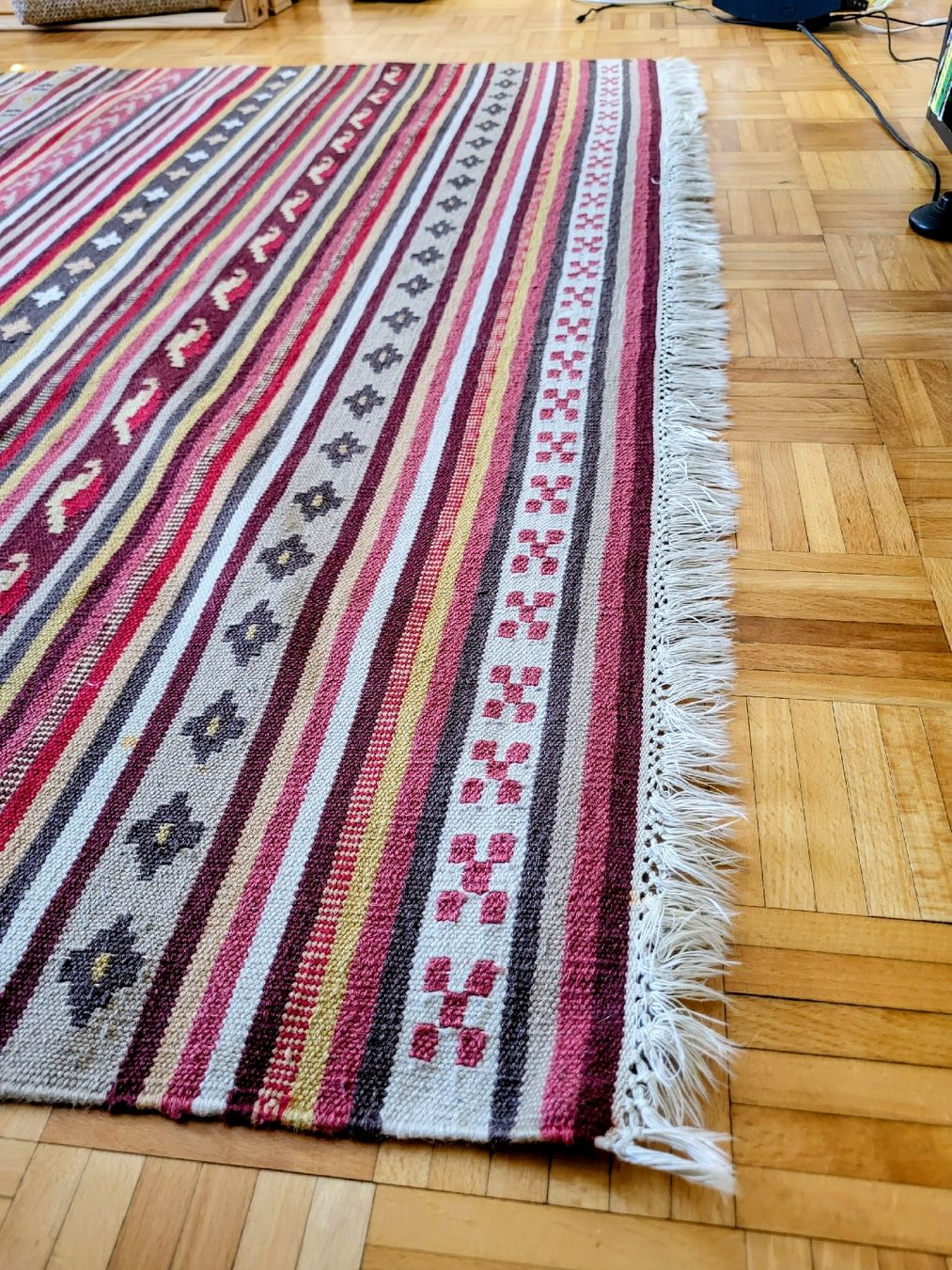 Tappeti: Tapis à rayures, tons rouges et ocres – Usato da Vevey venduto da Nirgal 3