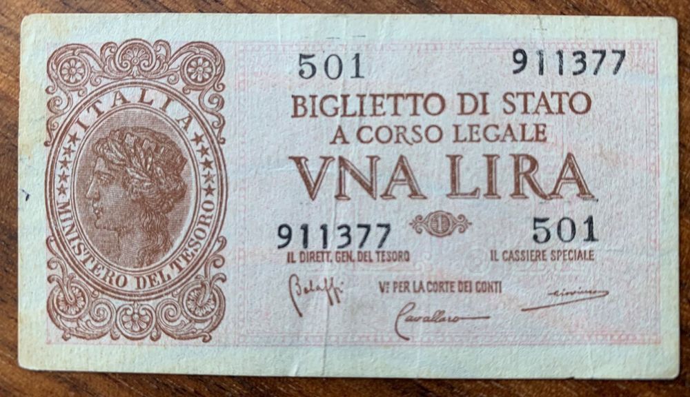 Banknote Italien 1 Lira 1944 Kaufen Auf Ricardo