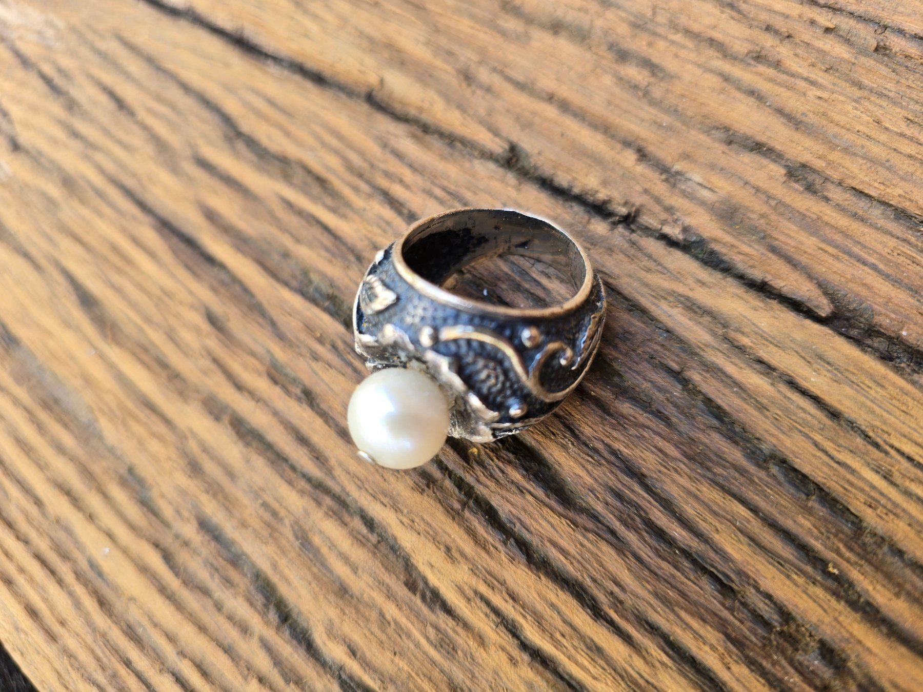 Anelli: Schmuck: Silber-Ring mit Zuchtperle-Nr. 8 – Usato da Romanshorn venduto da Rachacha 1