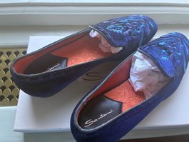 Santoni Samtslipper mit Stickerei