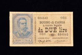 Buono di cassa da 2 Lire - Regno di Umberto I