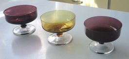 Vintage Glasschalen farbig aus Glas 3 Stk. 1970er Jahre