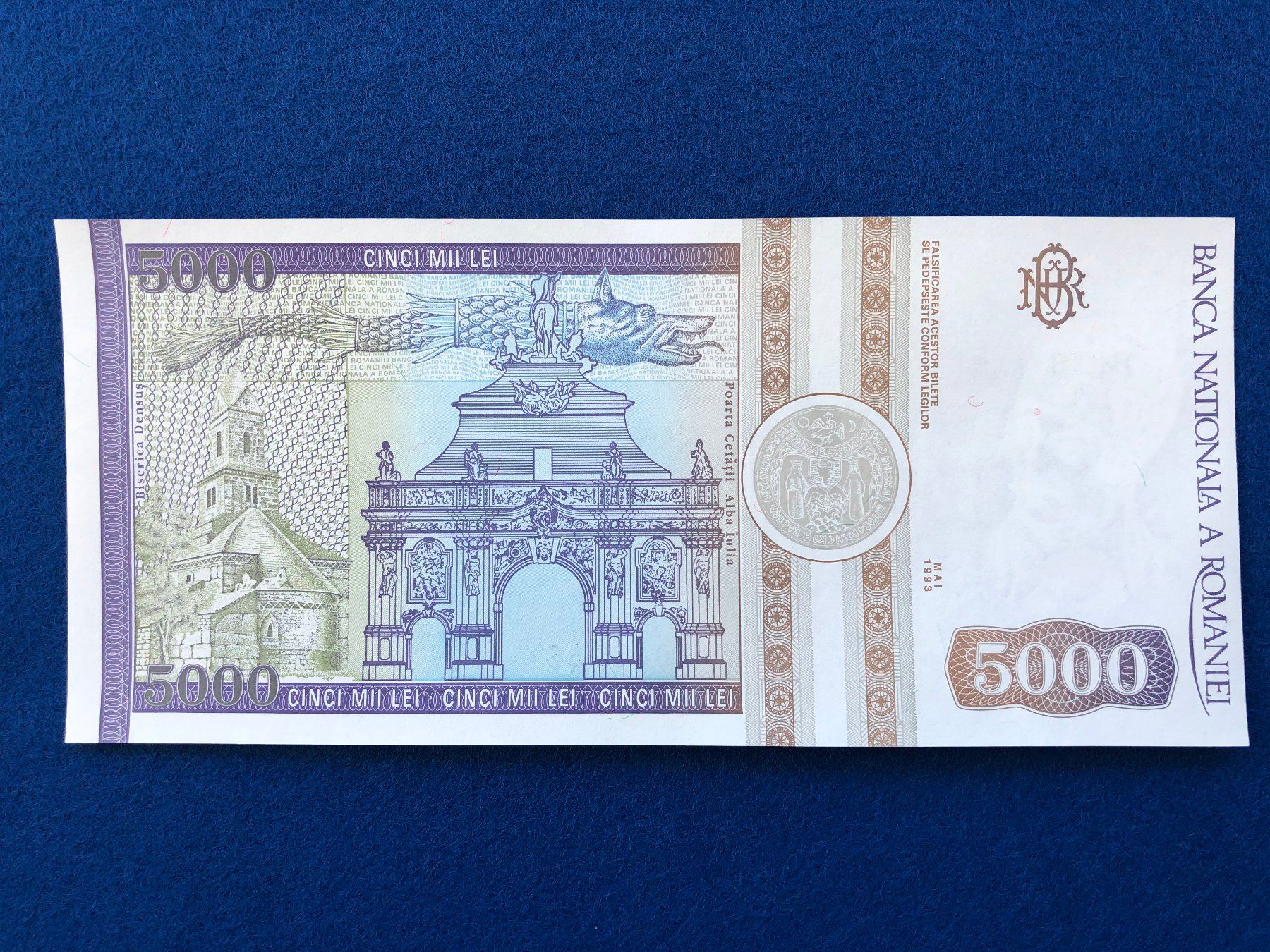 Banconote: *** Note Nr. 239 *** Romania - Rumänien - 5000 Lei UNC – Nuovo e nell'imballaggio originale da Pfäffikon SZ venduto da Sieben77 3