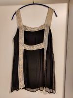 1 schwarzes Bluse Top ( Hängerli )  Gr. 38 Gorgette Seide
