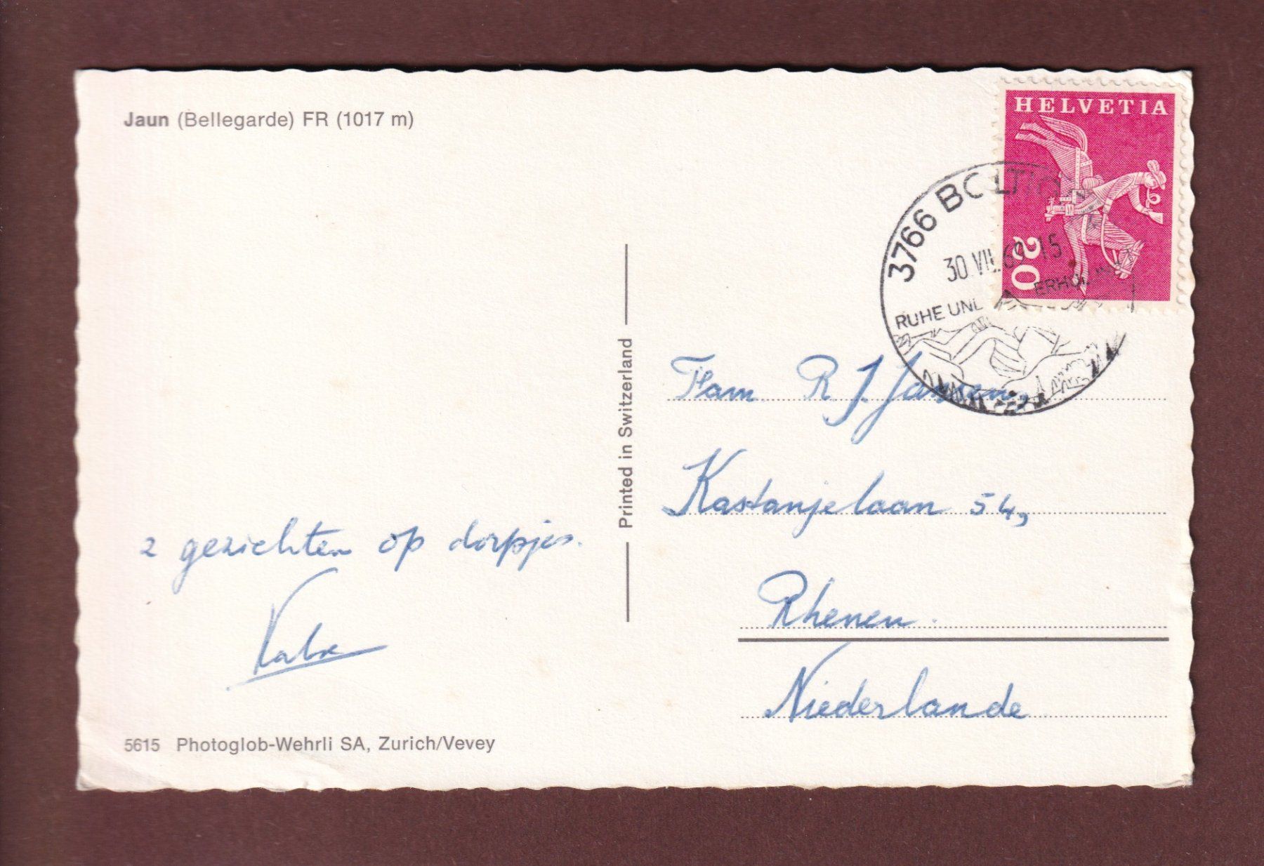 Ansichtskarten: JAUN (Bellegarde) - 1969 – Gebraucht aus Pully von nicecards-shop 1