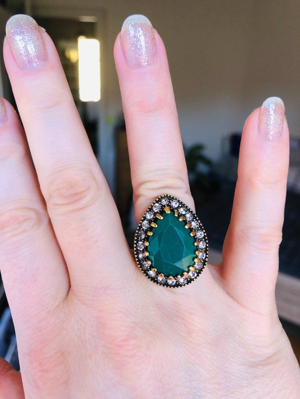 Anelli: Synthetic EMERALD RING 53mm – Nuovo e nell'imballaggio originale da Genève venduto da AGBERG 1
