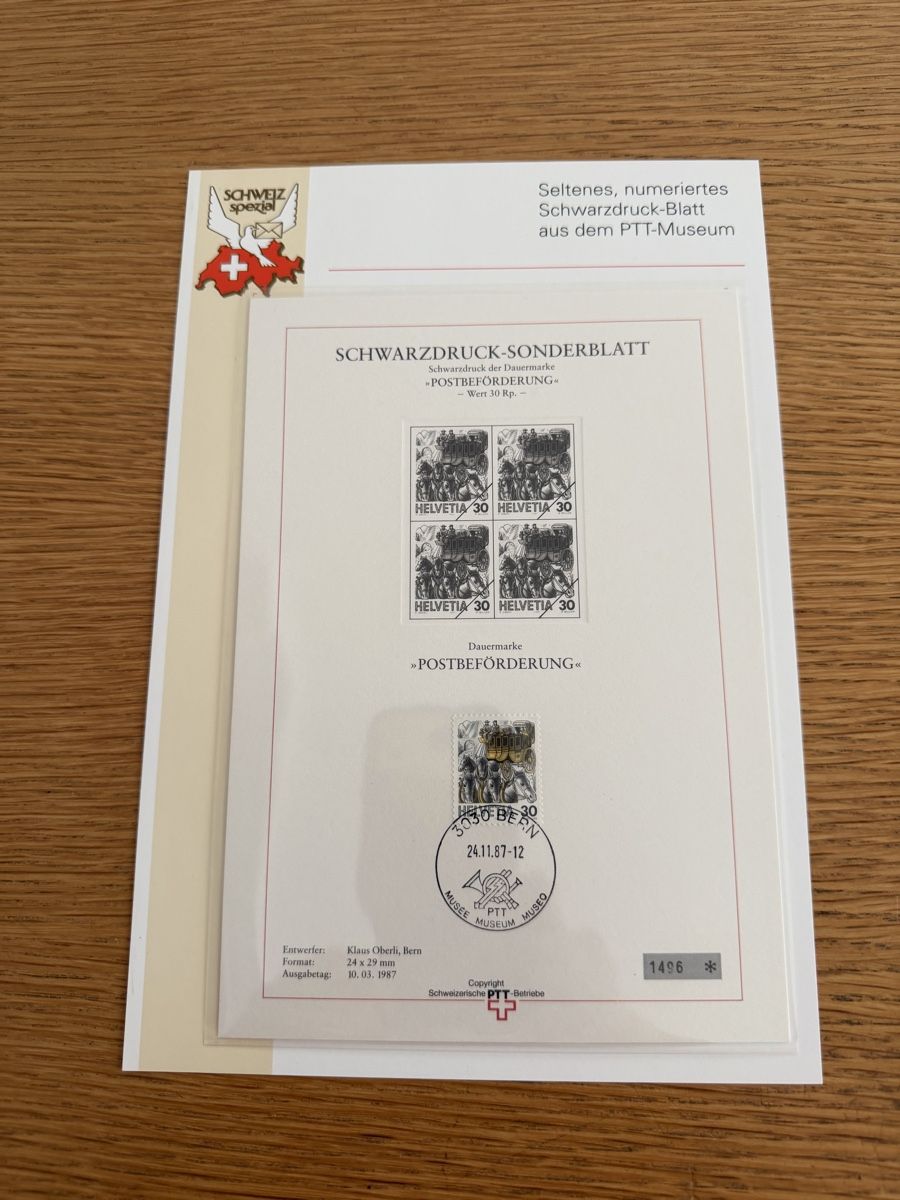 Tutti i francobolli: Schwarzdruck Sonderblatt 1987  – Nuovo (secondo la descrizione) da Murgenthal venduto da Tina_4055
