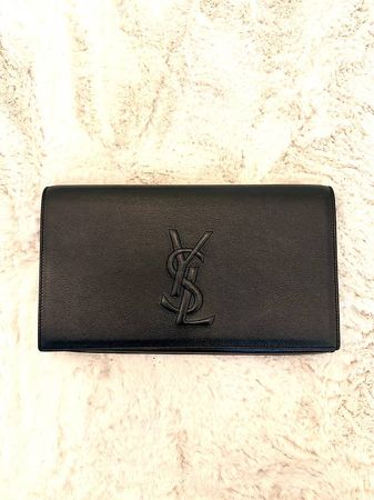 YSL / Saint Laurent schwarze Leder-Clutch