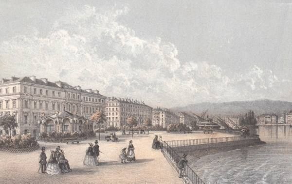 Grafica & Litografie: GENÈVE, GENF, LITHOGRAPHIE UM 1850. – Antico da Grüningen venduto da Kartensammler 2
