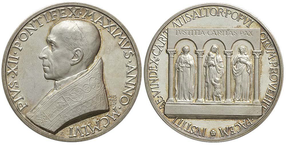 Medaglie: Rom, Pius XII., Silbermedaille 1956 – Usato da Chiasso venduto da Novamarketing