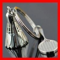 Schlüsselanhänger Badminton Metall Federball Racket Netz