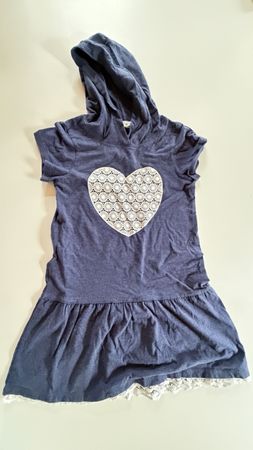 Hoodie Kleid Grösse 134-140 H&M, Dunkelblau mit Spitze