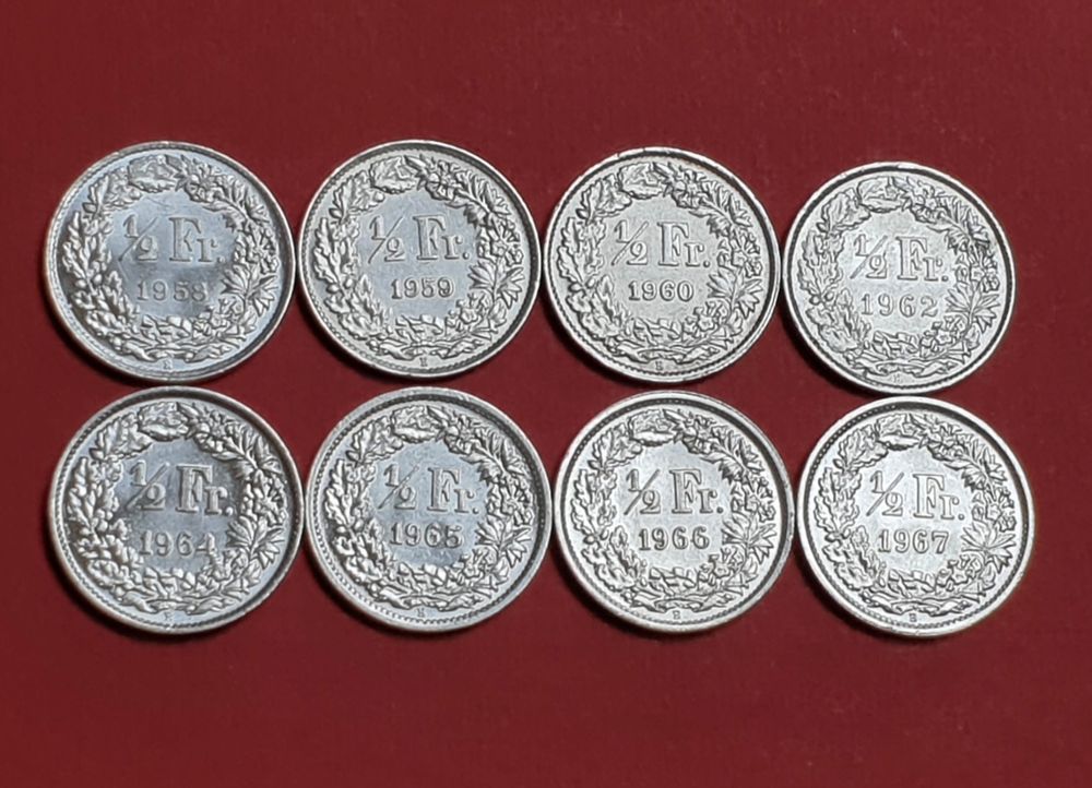50 Rappen 1958,1959,1960,1962,1964,1965,1966,1967 „Silber“ (Gebraucht ...