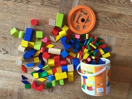 Holzbausteine bunt gebraucht, Verkauf gemäss Foto