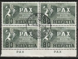 PAX 1945, 80 Rp Füllhorn, im zentral gest. Viererblock