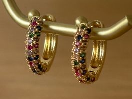 Luxus Elegante Ohrstecker Ohrschmuck Multicolore Farbe:Gold