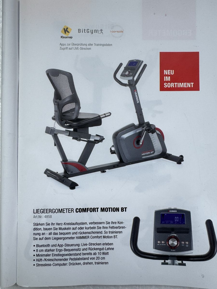 Hometrainer: Hammer Liegeergometer Comfort Motion BT – Usato da Zürich venduto da dcloud 6