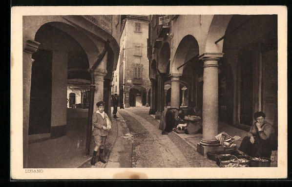 Cartoline postali: AK Lugano, Strassenpartie im Ort – Usato da Berlin venduto da bartko-reher