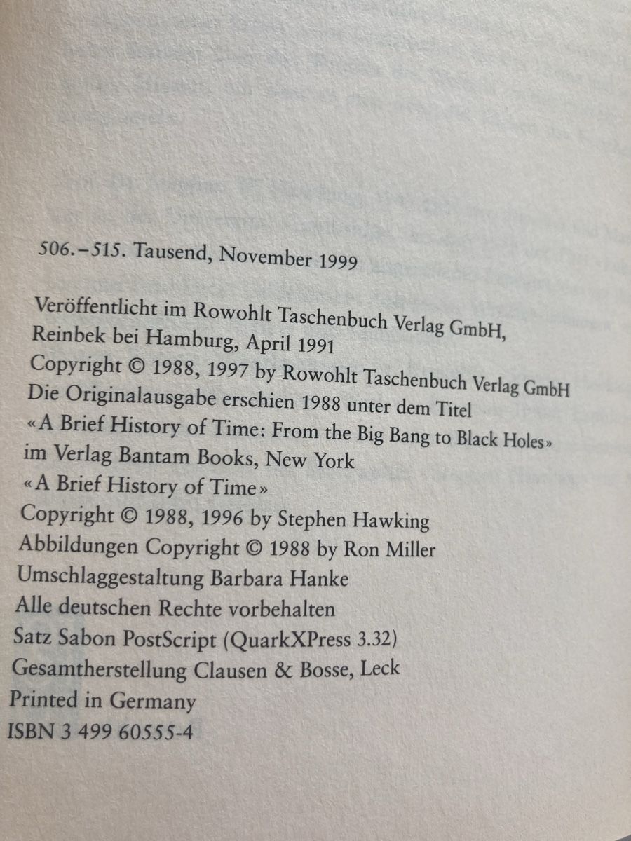 Libri: Stephen Hawking: Eine kurze Geschichte der Zeit – Usato da Mörschwil venduto da Appenzell2 3