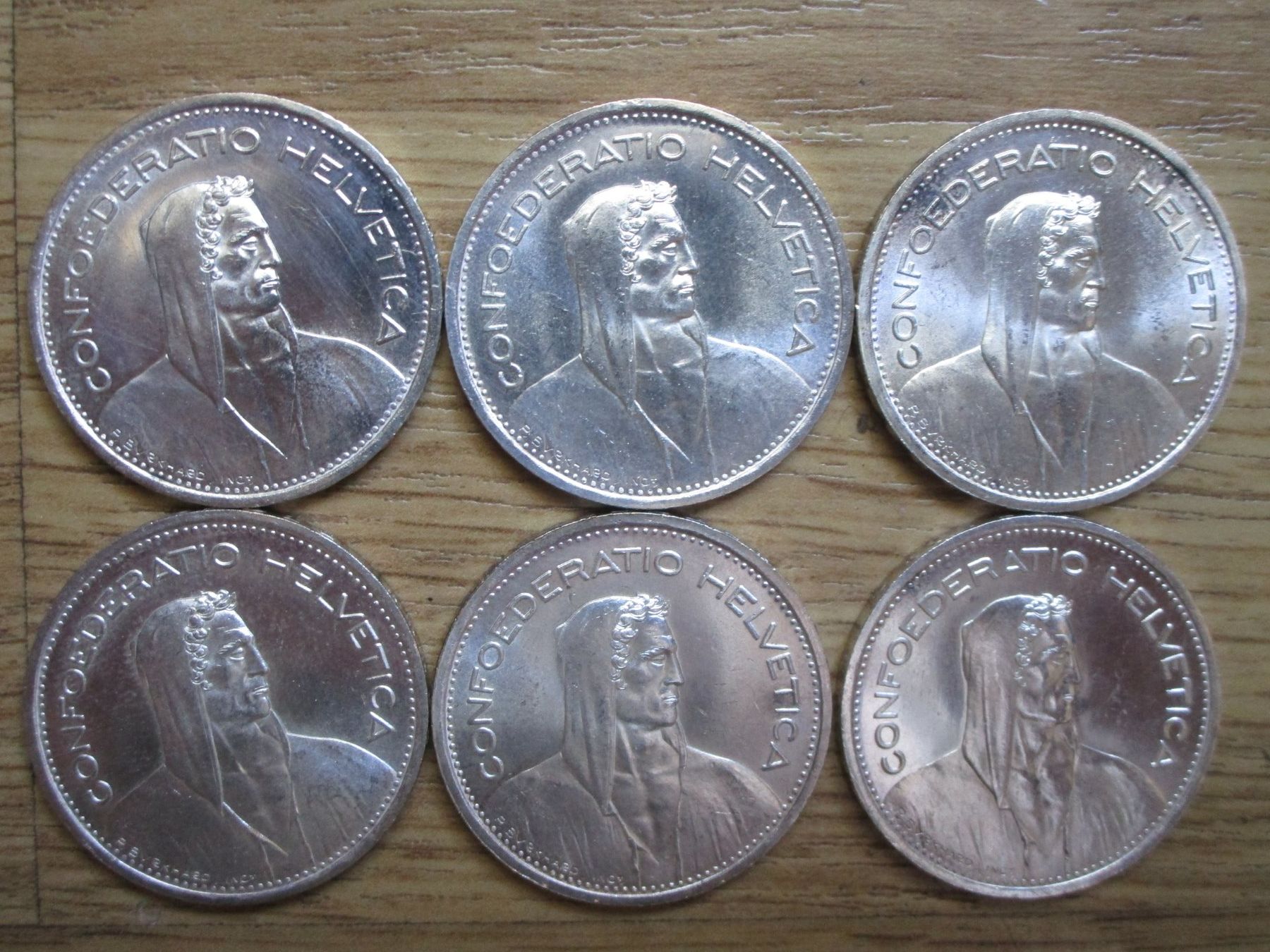 Alle Münzen: 6 x 5 Franken 1953 – Neu (gemäss Beschreibung) aus Heimberg von Lupo57 1