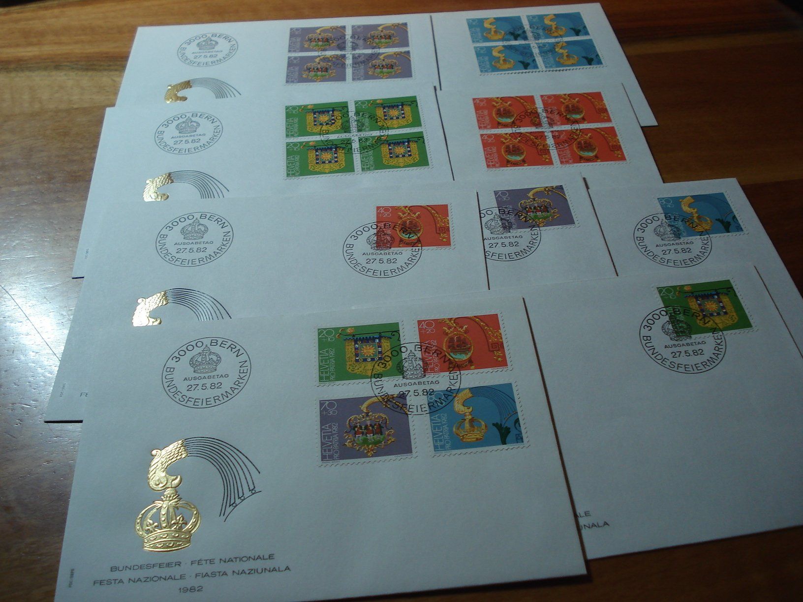 Tutti i francobolli: Pro Patria 1982, FDC Satz, Einzel + 4erblocks, 9 Belege – Usato da Niederwil AG venduto da morostahu 1
