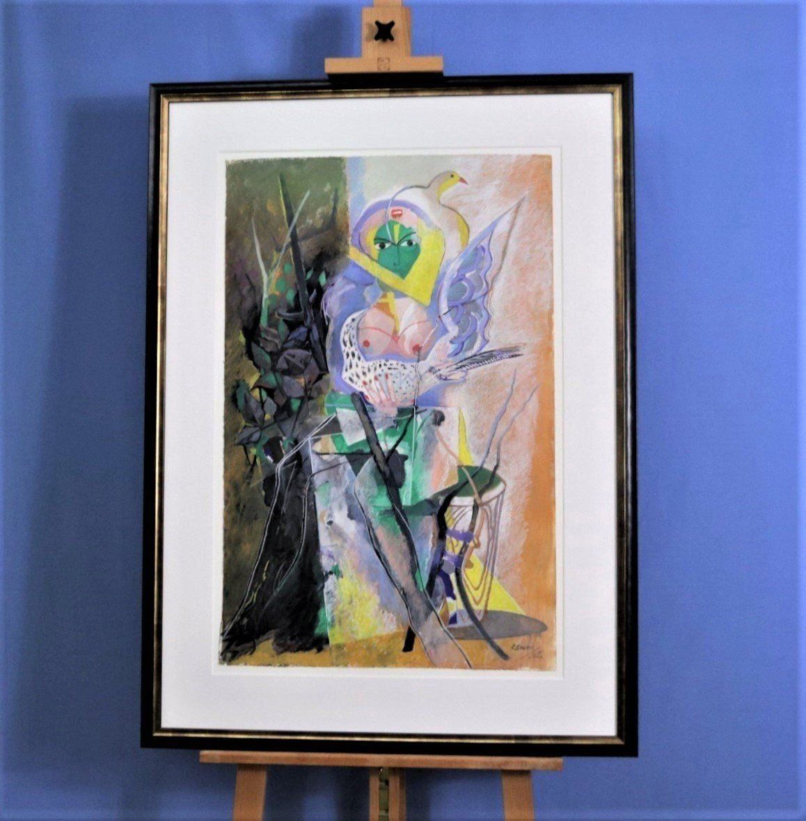 Dipinti: Bugnon Roland, Mischtechnik, bez. "Jbizenkische Baumkönigin" – Usato da Zug venduto da Kunst-Fundgrube 4