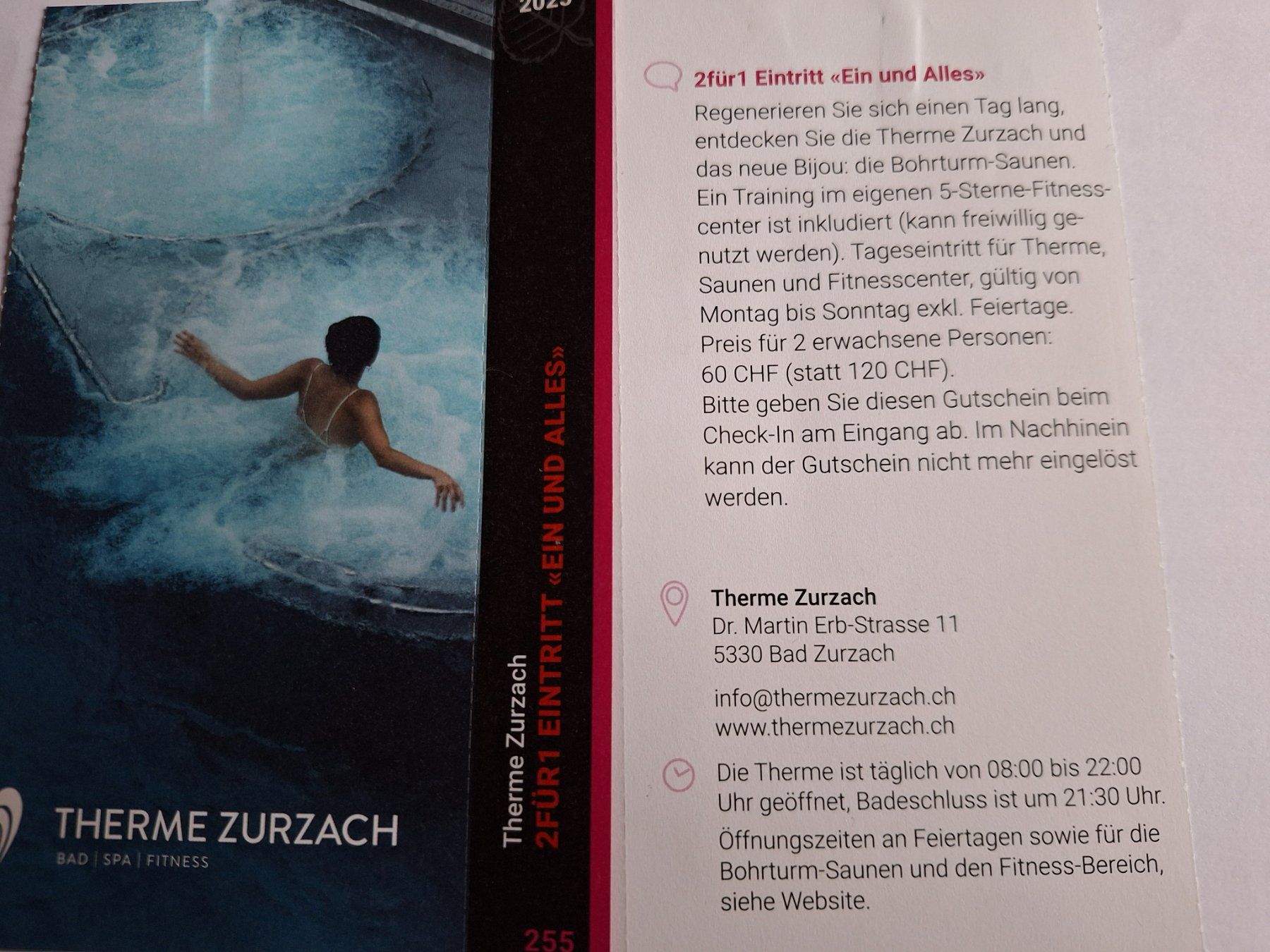 Therme Zurzach, Eintritt 2 für 1, gültig bis 30.11.2025 (Neu (gemäss ...