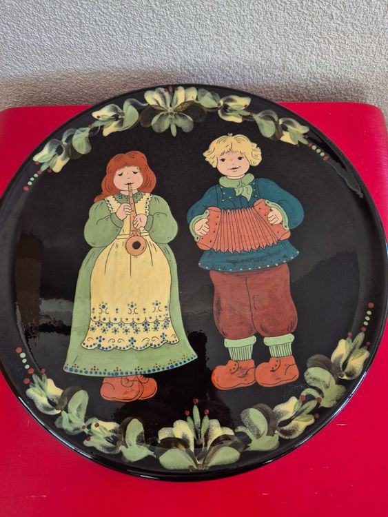 Assiette Décorative En Céramique Turque Polychrome Peinte à La Main Avec Calligraphie Islamique