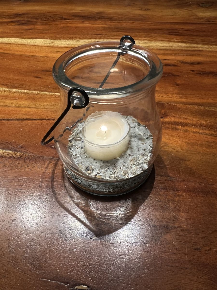 Portacandele: Windlicht Glas mit Kerze & Sand, 10cm hoch – Usato da Zürich venduto da ehcarosa 1