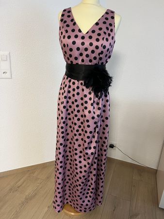 Wunderschönes Abendkleid, Gr.38, Rosa mit schwarzen Punkten.