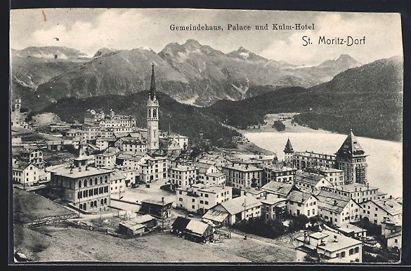 Cartoline postali: St. Moritz-Dorf, Gemeindehaus, Palace un – Usato da Berlin venduto da bartko-reher