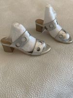 Sandales femme argentées talons blocs état correct
