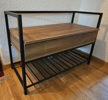 Truhe mit Sitzbank Holz Metall neuwertig