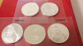 5x Roger Federer 20 Fr. Münze