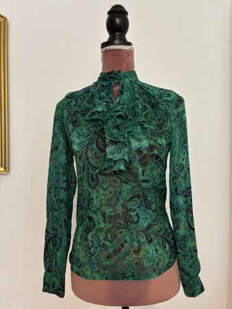 Zara Bluse grün Paisley Muster Grösse XS guter Zustand